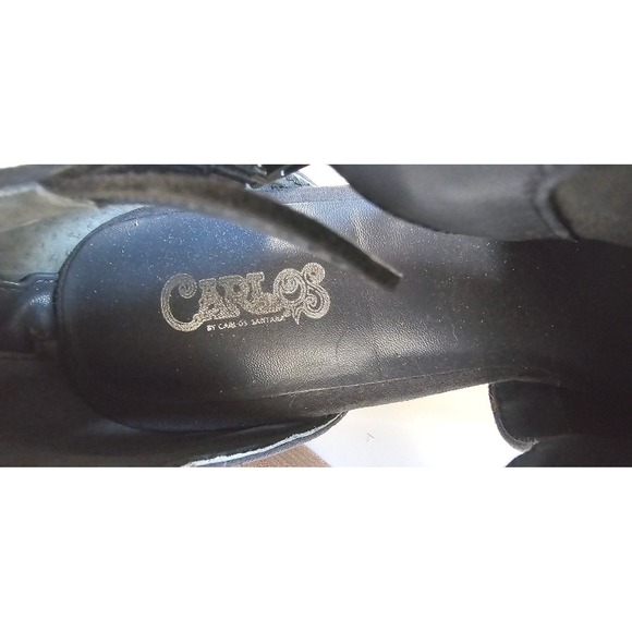 NWOT Carlos Santana Greyish Blue Suede Cutout Ankle Boot Block Heel Buckle SZ 9 - Picture 8 of 9